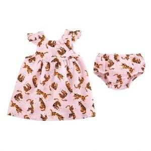 Mud Pie Tiger Print Muslin Girls Dress Set